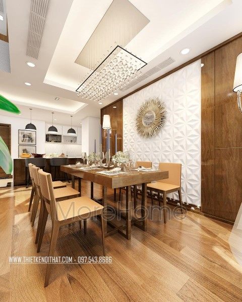 Thiết kế nội thất phòng ăn căn hộ duplex Mandarin garden Cầu Giấy Hà Nội